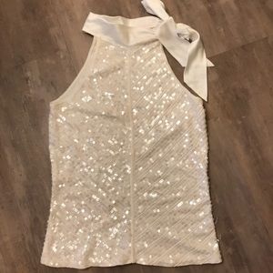 WHBM cream sleeveless knit top